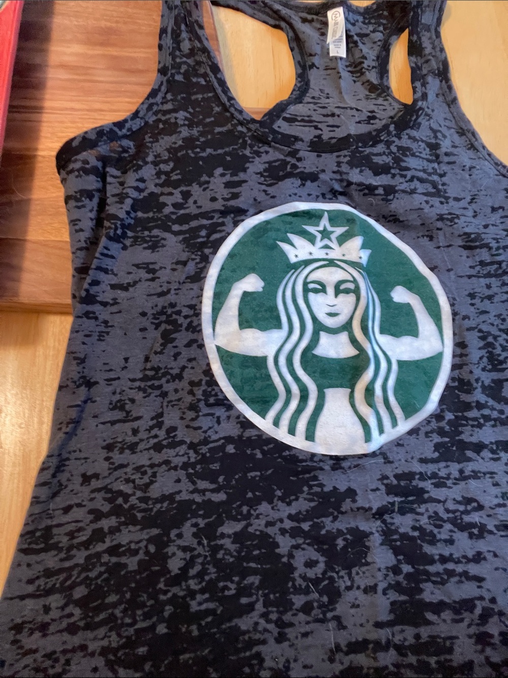 Classic Black Burnout Racerback Tank with Green and White Logo